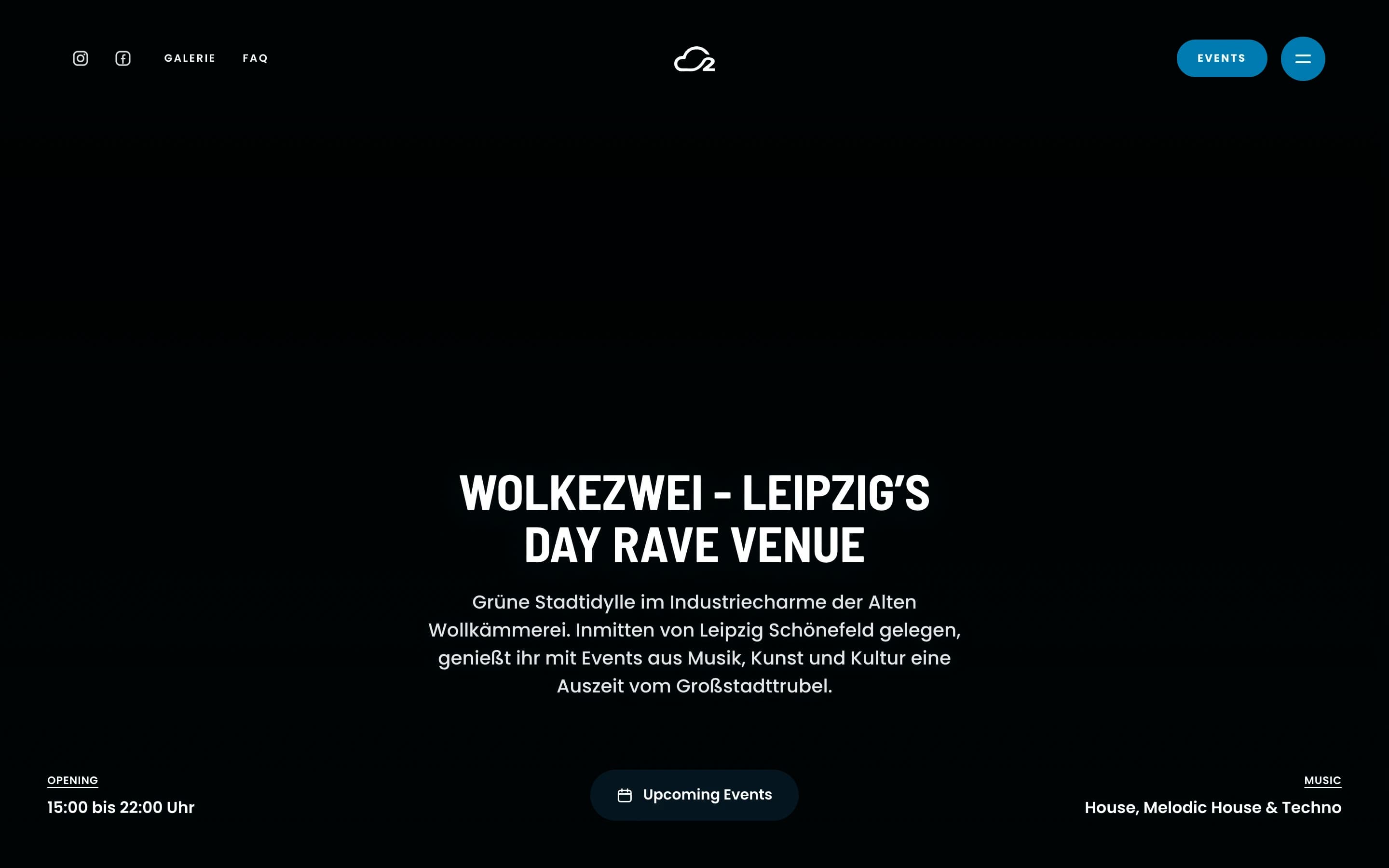 Startseite von Wolkezwei: Leipzig’s Day Rave Venue, darunter die Termine des Jahres